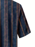 Ethnic Casual Wear for Men Long-Sleeve Round Neck Striped Shirt