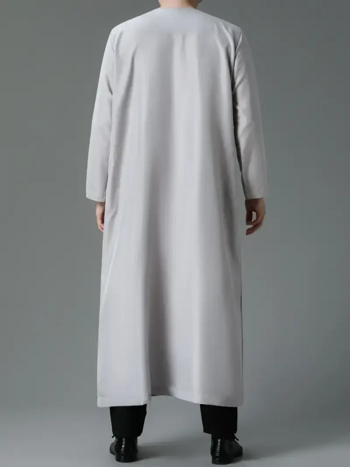 Men's Arab Thobe, Kandora With Long Sleeves Round Collar With Button Up