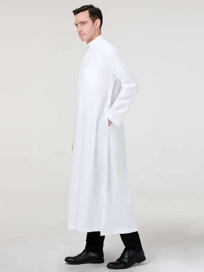 Men's Long Sleeve Thobe Middle East Saudi Arab Kandora Dubai Robes Ramadan Dishdasha