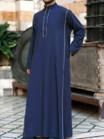 Men's Vintage Style Turtle Neck Long Sleeve Robe For Cultural Activities In Arabic